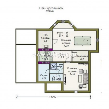 Проекты домов Альфаплан - «Принцесса на горошине»  - представительный трехэтажный особняк - превью плана проекта №1