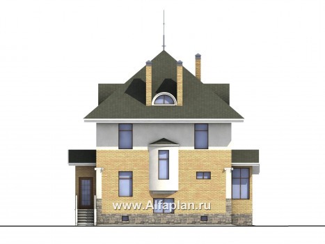 Проекты домов Альфаплан - «Дом светлячка» - трехэтажный дом с мансардой - превью фасада №4