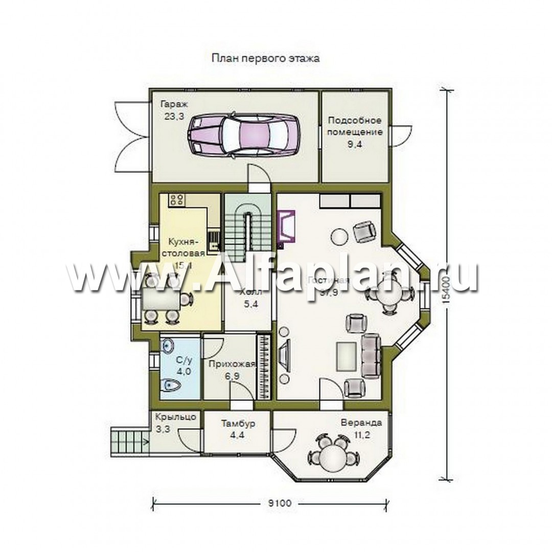 Проекты домов Альфаплан - «Стиль»  - экономичный коттедж с подвалом - изображение плана проекта №2