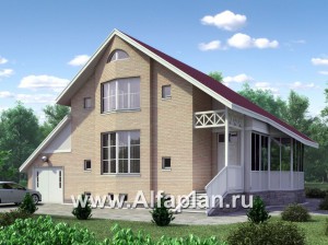 Проекты домов Альфаплан - «Конформ»  - загородный дом с гаражом и верандой - превью основного изображения