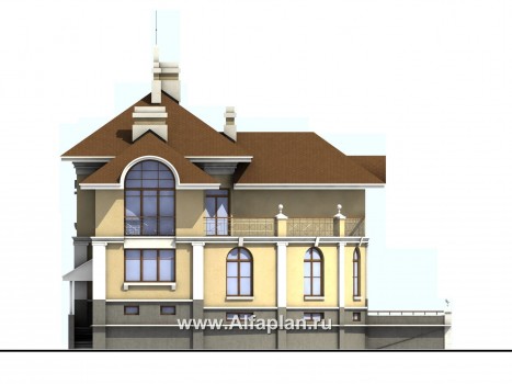 Проект дома из кирпича «Флоренция» в классическом стиле, с террасой, и с цокольным этажом - превью фасада дома