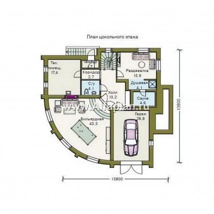 Проект дома из кирпича «Флоренция» в классическом стиле, с террасой, и с цокольным этажом - превью план дома