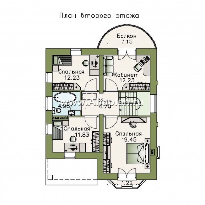 Проекты домов Альфаплан - «Стелла»- проект дома с мансардой, с террасой, в английском стиле - превью плана проекта №2