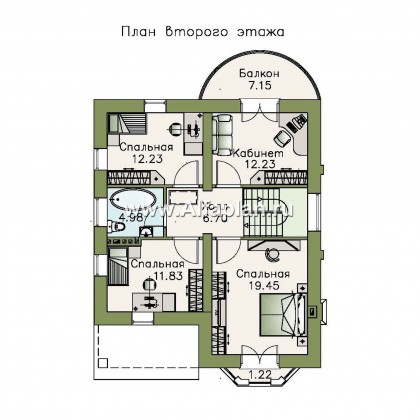 «Стелла»- проект дома с мансардой, с террасой, в английском стиле - превью план дома