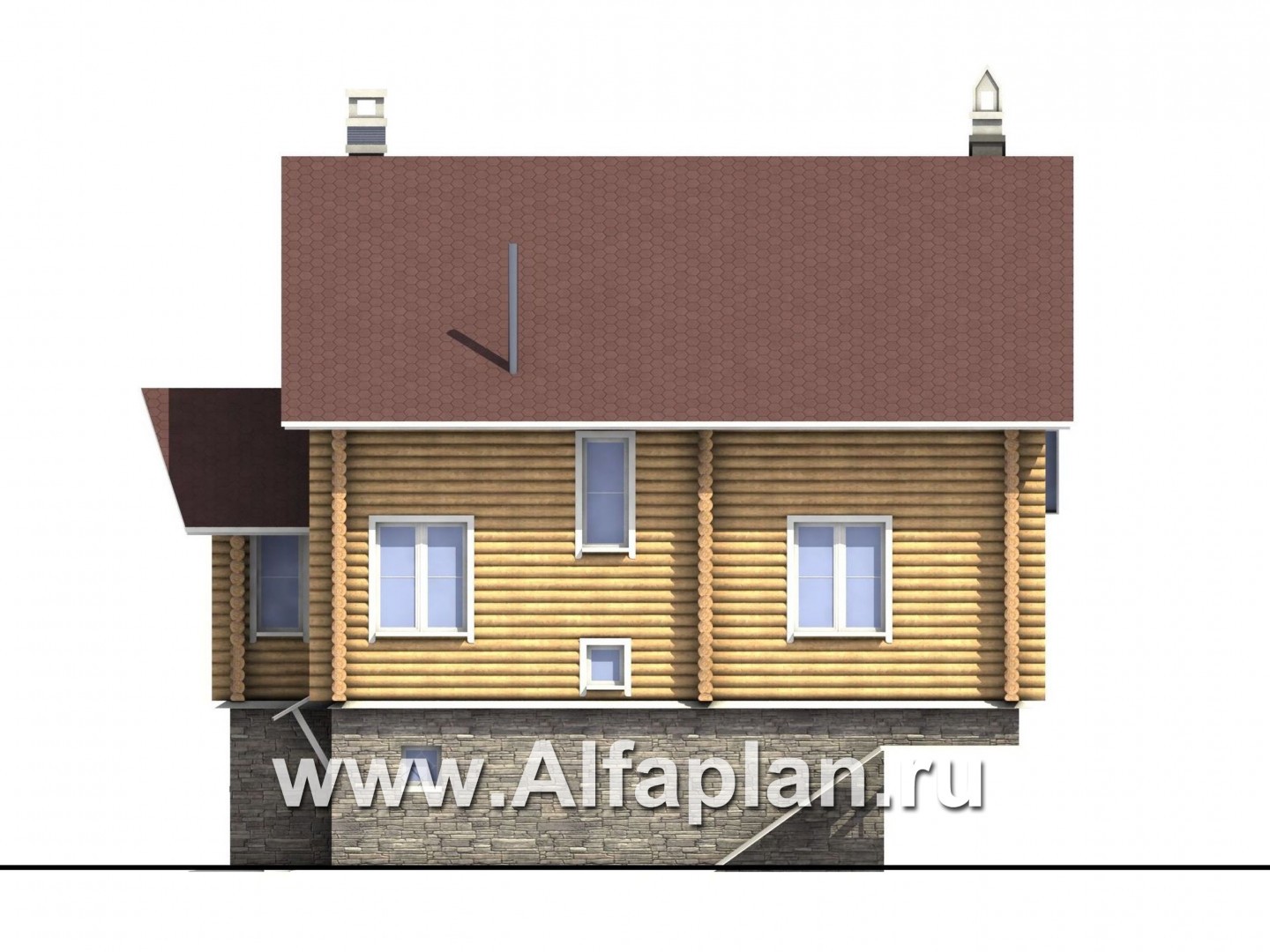 Проекты домов Альфаплан - «Усадьба» - деревянный  коттедж с высоким цоколем - изображение фасада №4