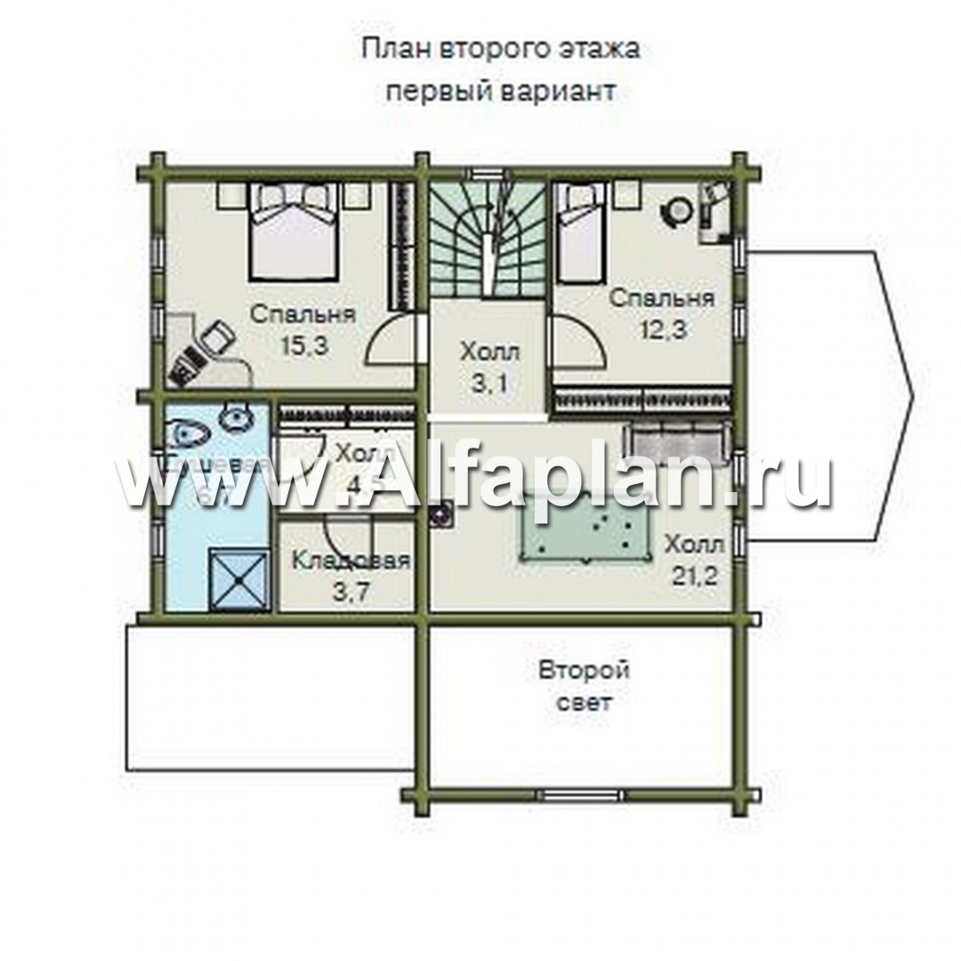 Проекты домов Альфаплан - «Усадьба» - деревянный  коттедж с высоким цоколем - изображение плана проекта №3