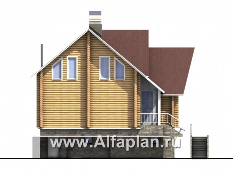 Проекты домов Альфаплан - «Усадьба» - деревянный  коттедж с высоким цоколем - превью фасада №3