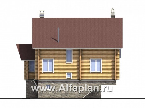 Проекты домов Альфаплан - «Усадьба» - деревянный  коттедж с высоким цоколем - превью фасада №4