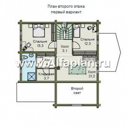 Проекты домов Альфаплан - «Усадьба» - деревянный  коттедж с высоким цоколем - превью плана проекта №3