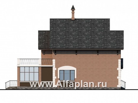 Проекты домов Альфаплан - «Плоды успеха» - комфортабельный коттедж с террасой-солярием - превью фасада №3