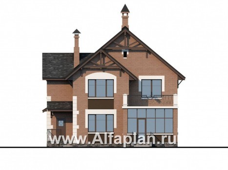 Проекты домов Альфаплан - «Плоды успеха» - комфортабельный коттедж с террасой-солярием - превью фасада №4