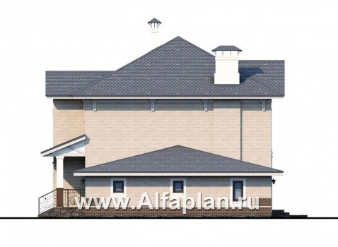 Проекты домов Альфаплан - «Зазеркалье»- проект элегантного  компактного коттеджа с гаражом - превью фасада №2