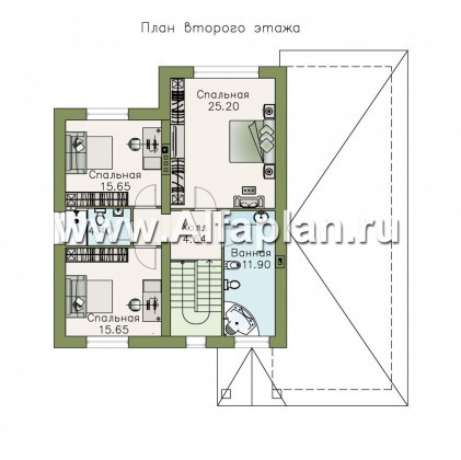 «Оккервиль» - проект двухэтажного дома из газобетона, с мансардой, для большой семьи - превью план дома