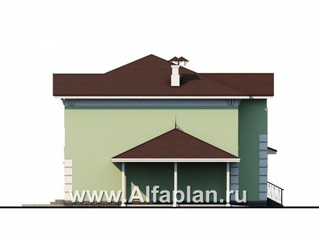 Проекты домов Альфаплан - «Кваренги» - коттедж с террасой и навесом для машины - превью фасада №3