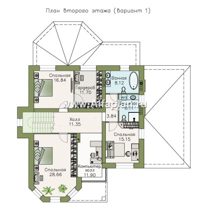 Проекты домов Альфаплан - «Clever» - классический коттедж с гаражом и террасой - превью плана проекта №2