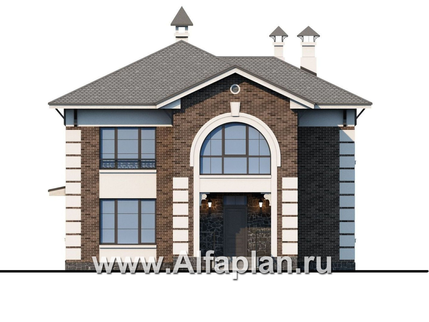 Проекты домов Альфаплан - «Вернисаж»- проект элегантного коттеджа с просторной верандой - изображение фасада №1