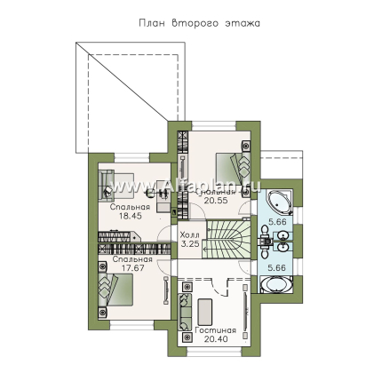 Проекты домов Альфаплан - «Вернисаж»- проект элегантного коттеджа с просторной верандой - превью плана проекта №2