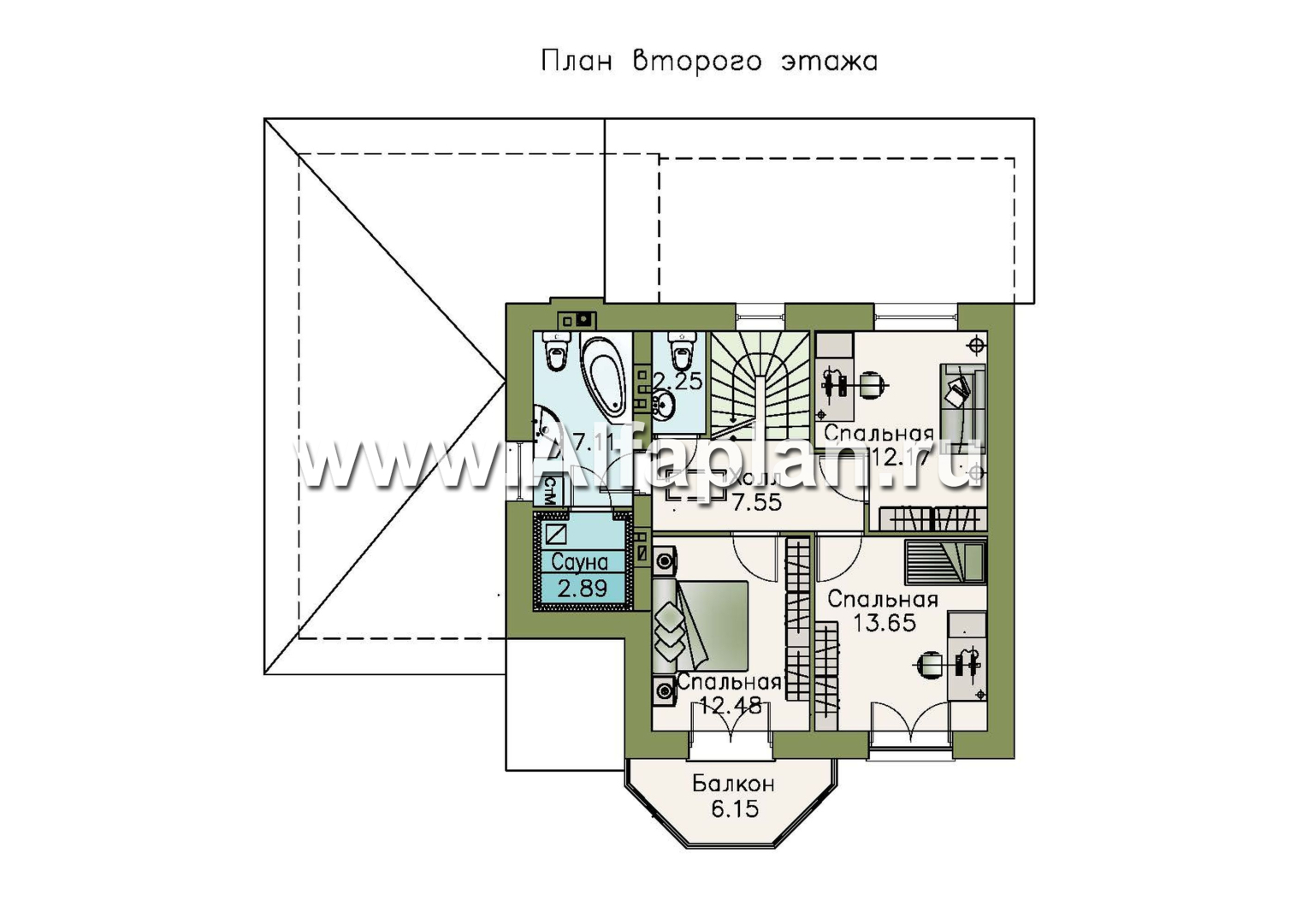 Проекты домов Альфаплан - «Шевалье»- дом с гаражом и балконом над эркером - изображение плана проекта №2