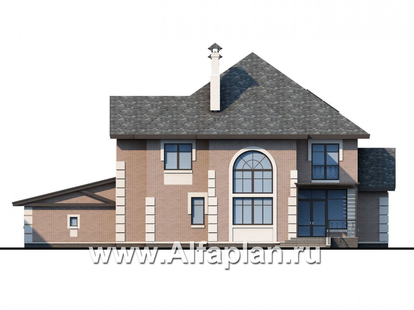Проекты домов Альфаплан - «Воронцов»- респектабельный коттедж из газобетона с гаражом - изображение фасада №4