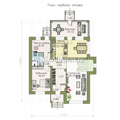 Проекты домов Альфаплан - «Традиция» - классический комфортабельный коттедж - превью плана проекта №1