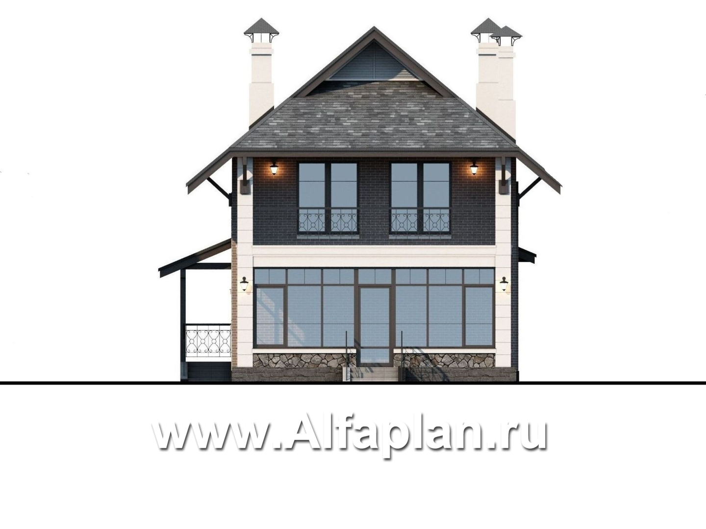 Проекты домов Альфаплан - «Одетта»- компактный дом для узкого участка - изображение фасада №4