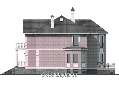 «Головин плюс» - проект двухэтажного дома, планировка с лестницей в центре и вторым светом, с цокольным этажом, в классическом стиле - превью фасада дома