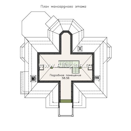 «Головин плюс» - проект двухэтажного дома, планировка с лестницей в центре и вторым светом, с цокольным этажом, в классическом стиле - превью план дома