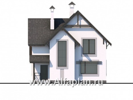 Проекты домов Альфаплан - «Арматор» - современный дом с террасой и лоджией - превью фасада №4