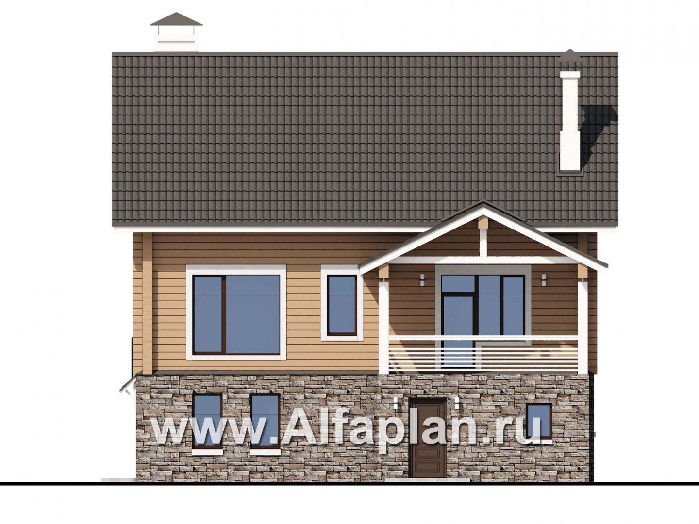 Проекты домов Альфаплан - «АльфаВУД» - изображение фасада №4