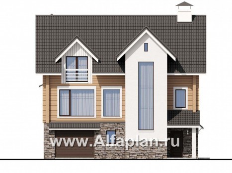 Проекты домов Альфаплан - «АльфаВУД» - превью фасада №1