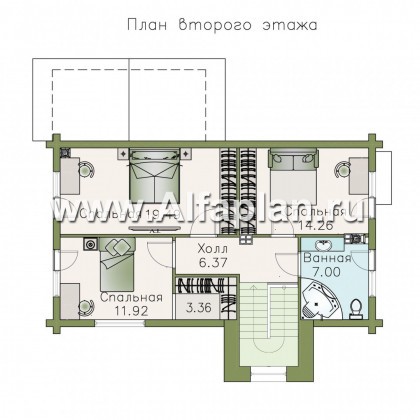 Проекты домов Альфаплан - «АльфаВУД» - превью плана проекта №3