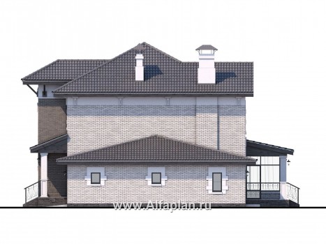 «Амадей» - проект двухэтажного дома, планировка с эркером и с террасой, с гаражом - превью фасада дома