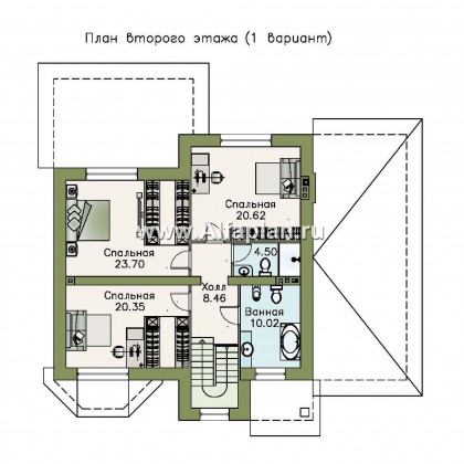 Проекты домов Альфаплан - «Амадей» - изысканный комфортный коттедж с гаражом - превью плана проекта №2