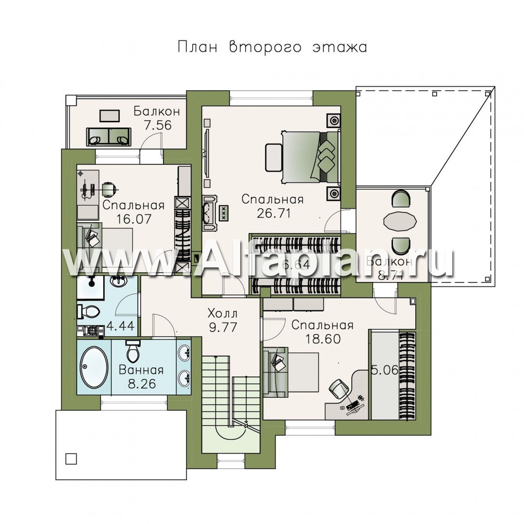 Проекты домов Альфаплан - «Северная регата» - коттедж с большой террасой и кинозалом - изображение плана проекта №2