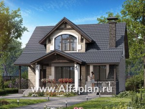 Проекты домов Альфаплан - Компактный дом с мансардой и большой террасой - превью основного изображения