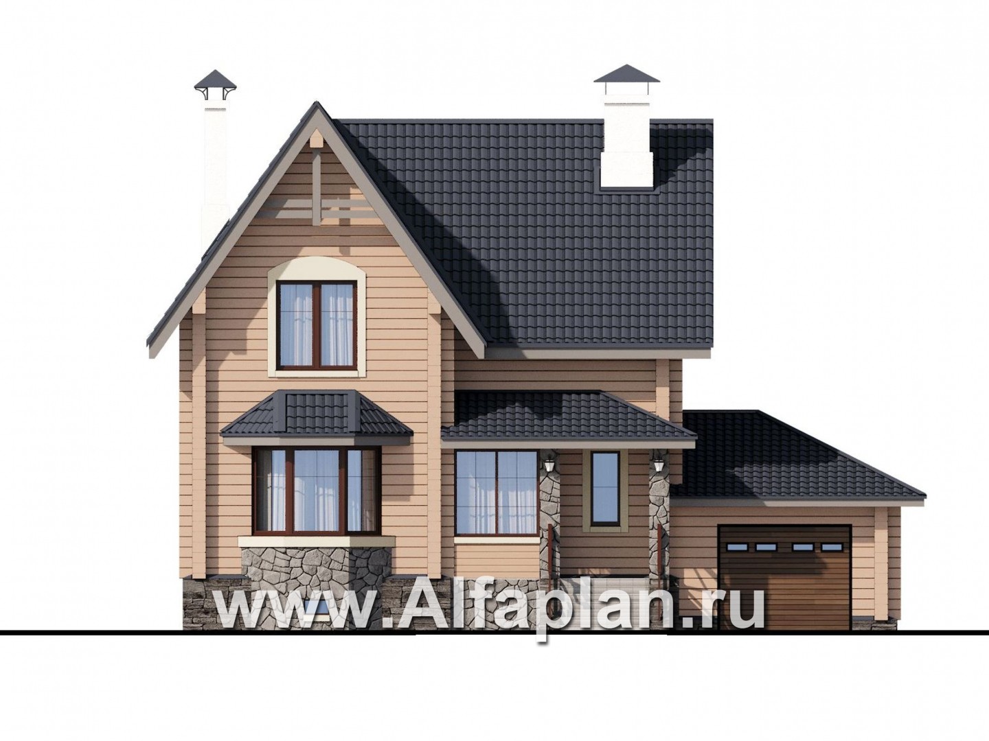 Проекты домов Альфаплан - «АльфаВУД» - изображение фасада №1