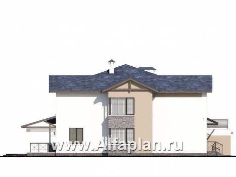 Проекты домов Альфаплан - «Динамика» — современный коттедж с большими гаражом и террасой - превью фасада №3