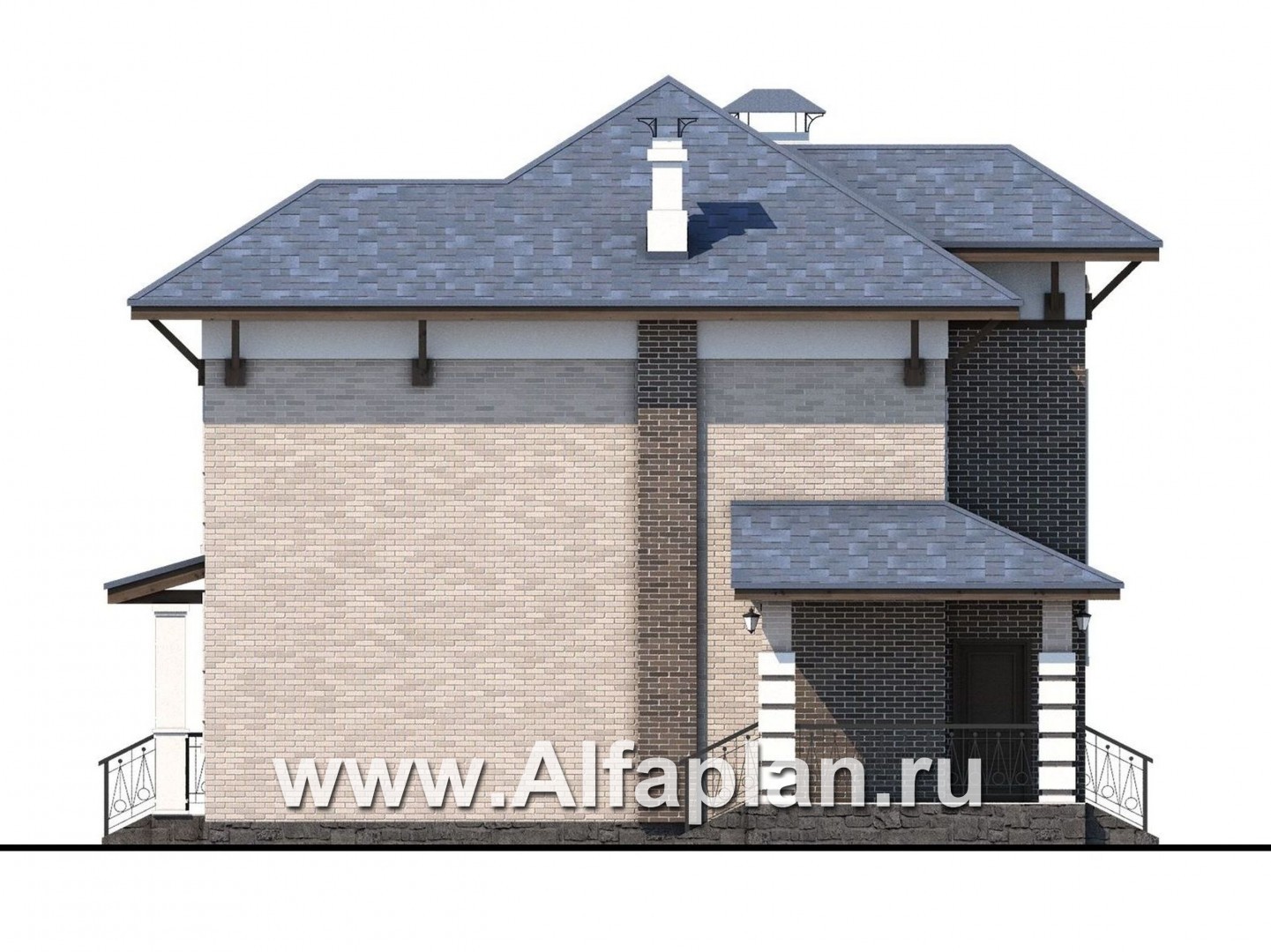 Проекты домов Альфаплан - «Виконт» - двухэтажный дом с отличной планировкой - изображение фасада №3