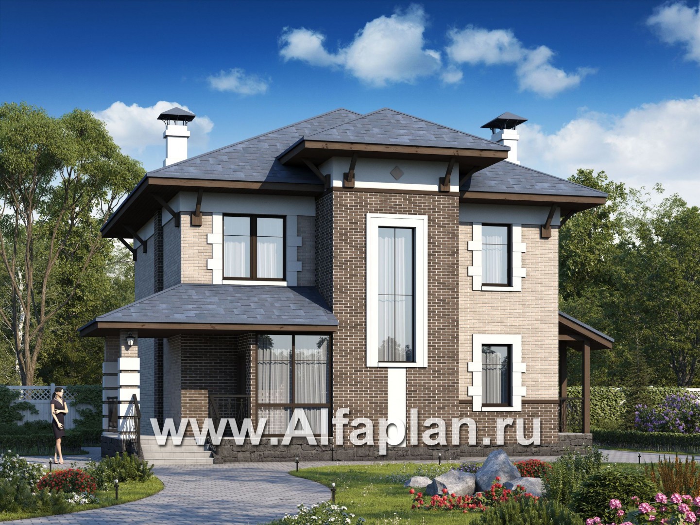 Проекты домов Альфаплан - «Виконт» - двухэтажный дом с отличной планировкой - основное изображение
