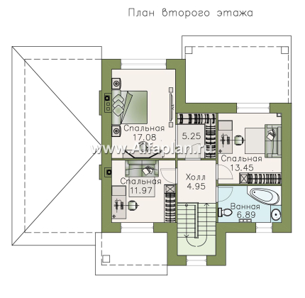 «Виконт» - проект двухэтажного дома, с террасой, удобная планировка с гаражом, в стиле эклектика - превью план дома