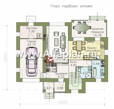 «Виконт» - проект дома с мансардой, с отличной планировкой, в стиле шале - превью план дома