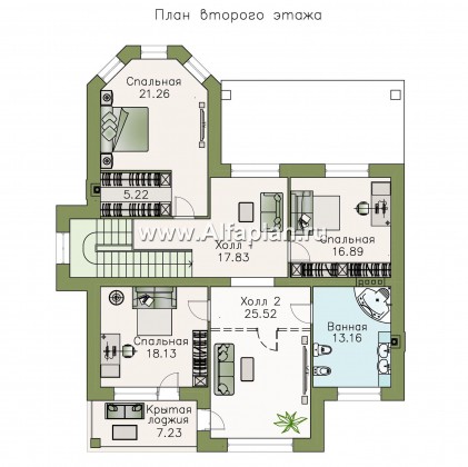 Проекты домов Альфаплан - «Затерянный рай» - коттедж с отличной планировкой - превью плана проекта №2