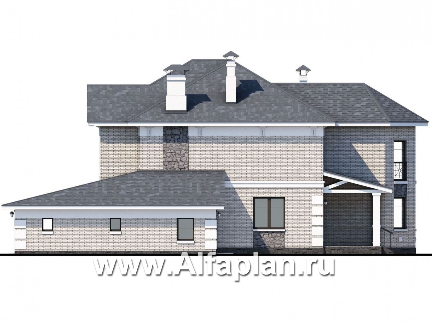 Проекты домов Альфаплан - «Затерянный рай» - коттедж с отличной планировкой и гаражом - изображение фасада №2