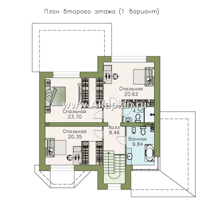 Проекты домов Альфаплан - «Оазис» - уютный коттедж с  комфортной планировкой - превью плана проекта №2