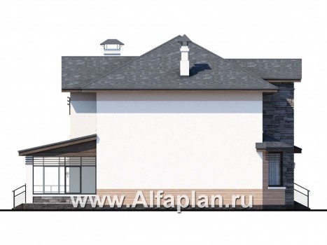 Проекты домов Альфаплан - «Оазис» - изысканный комфортный коттедж с гаражом - превью фасада №3