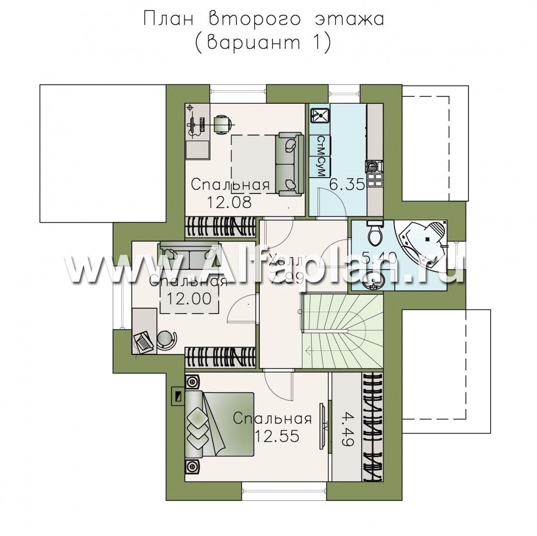 Проекты домов Альфаплан - «Малая Родина» - компактный и комфортный загородный дом - изображение плана проекта №2