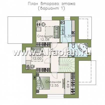 Проекты домов Альфаплан - «Малая Родина» - компактный и комфортный загородный дом - превью плана проекта №2