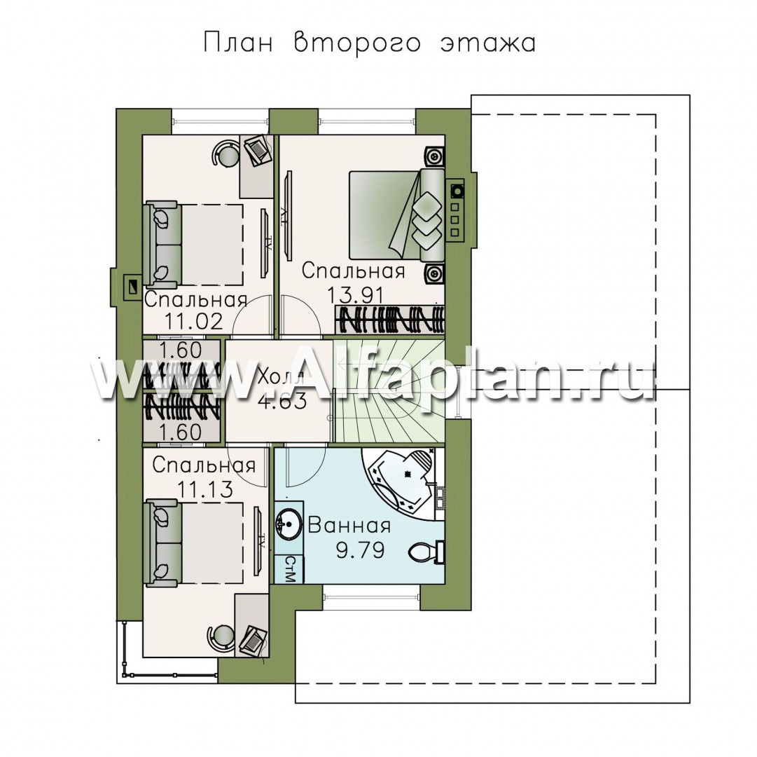 Проекты домов Альфаплан - «Солнечный» - современный, компактный и комфортный дом - план проекта №3