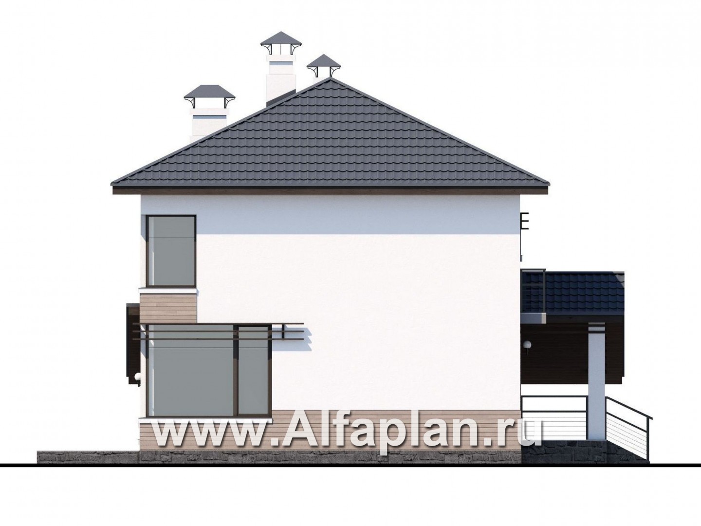 Проекты домов Альфаплан - «Смарт»- удобный двухэтажный дом - изображение фасада №3