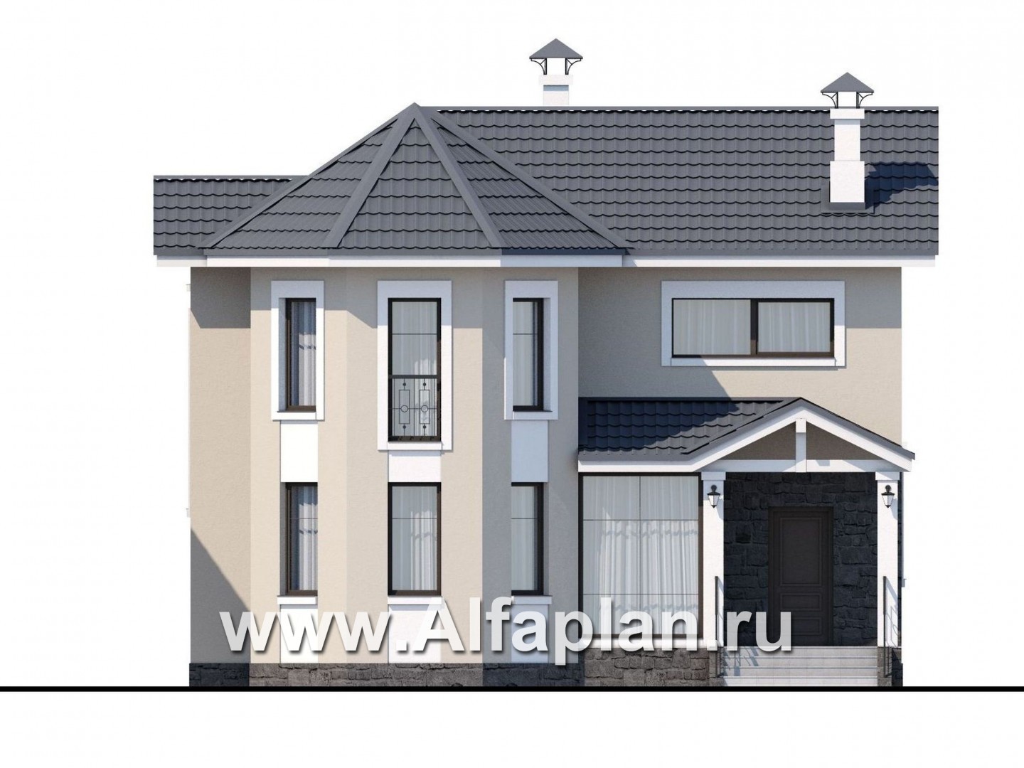 Проекты домов Альфаплан - «Веста» - небольшой удобный дом - изображение фасада №1